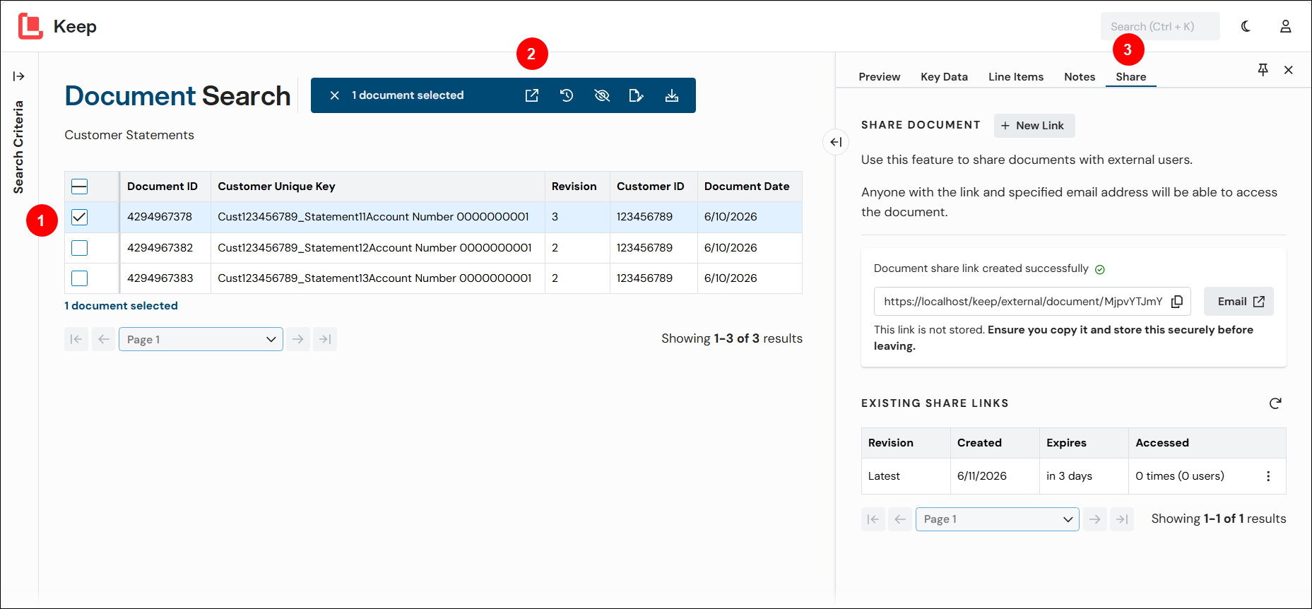 How to view existing secure links.